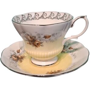 Royal Albert Yellow and Gold Floral Teacup and Saucer 'Daybreak'